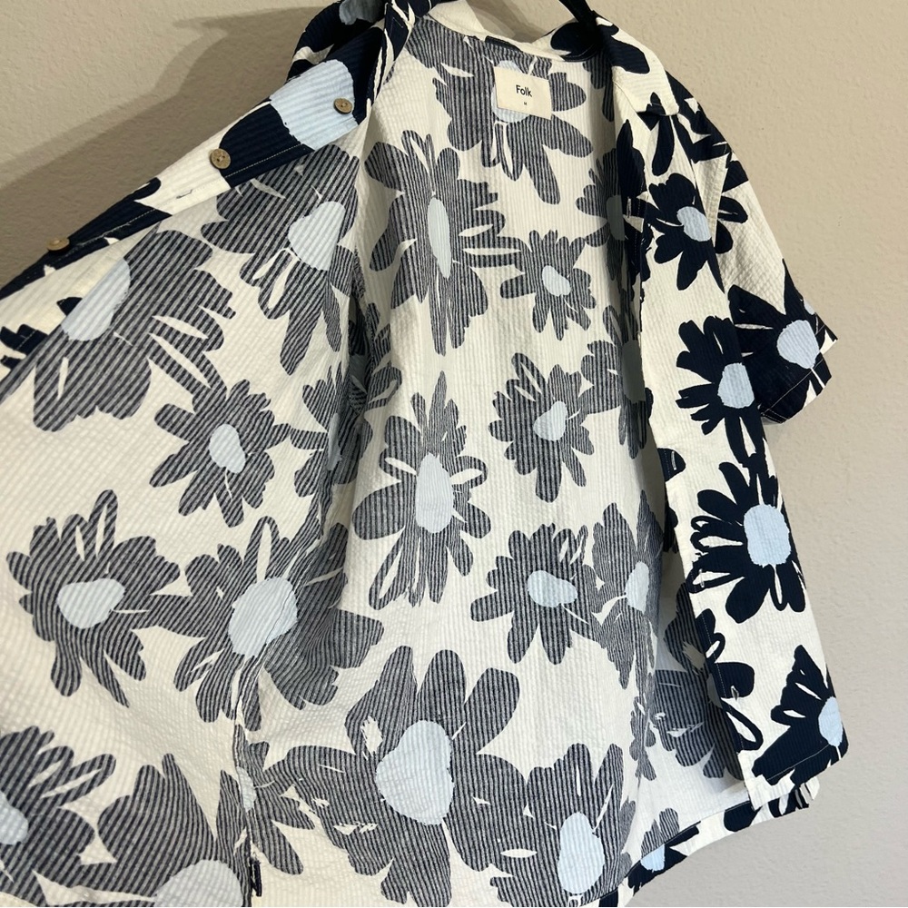 Folk Clothing Men’s retro floral cotton button down camp shirt vacation resort M - Picture 12 of 12
